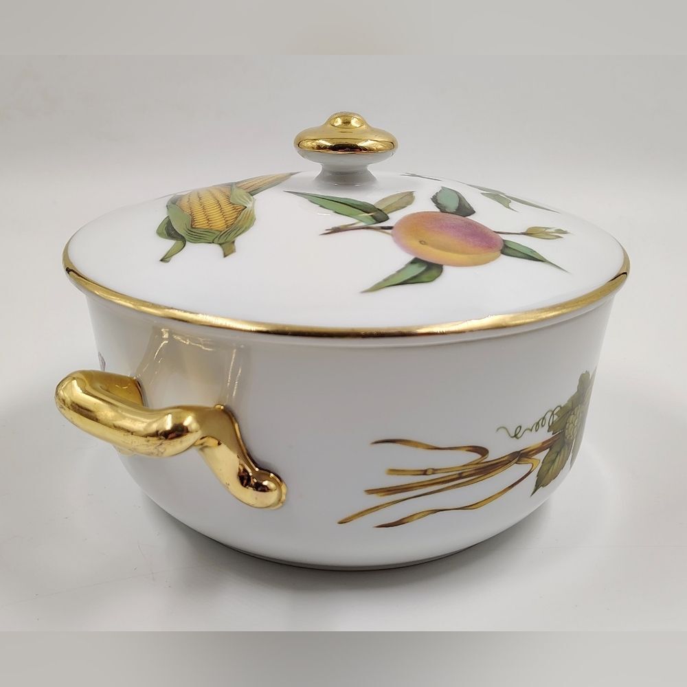 Royal Worcester Evesham Vintage White & Gold Porcelain Covered Serving Dish - Picture 7 of 16